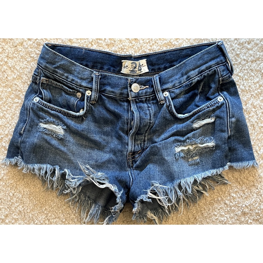 We The Free People Daisy Duke Cut-Off 100% Cotton Denim Jean Shorts Women 24